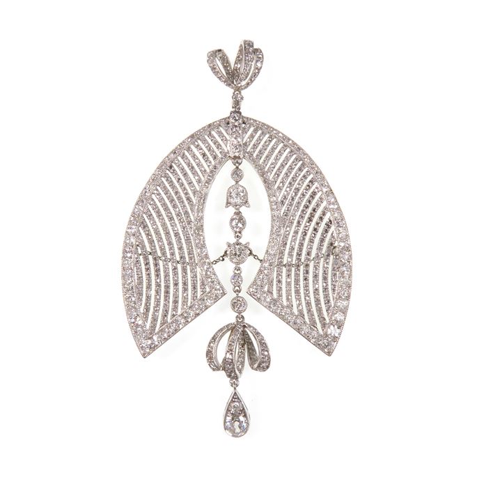 Belle epoque openwork diamond set pendant of gothic arch form | MasterArt
